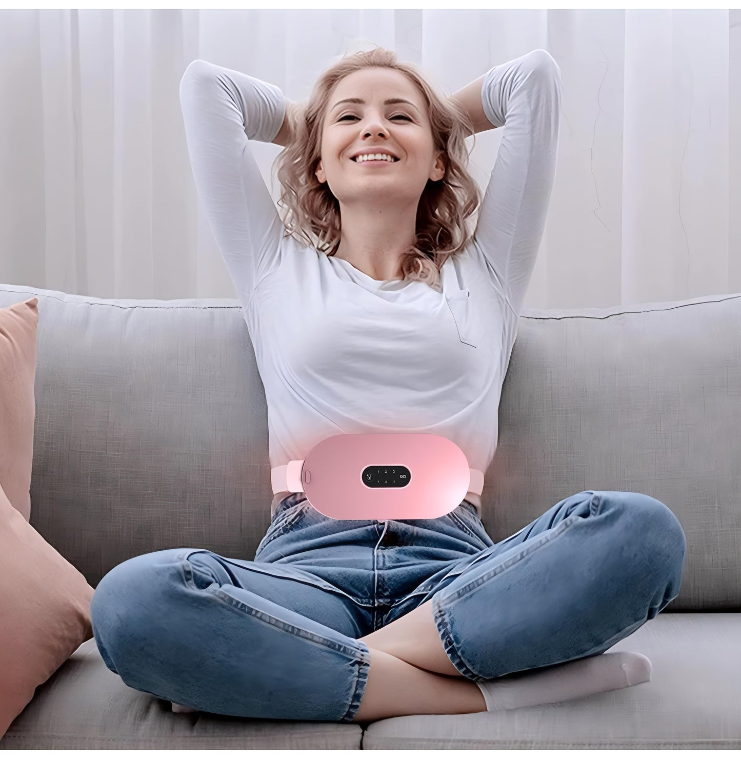 Portable Cordless Period Cramp Relief Massager & Heating Pad, 3 Temperatures, 4 Massage Modes, Fast Heating